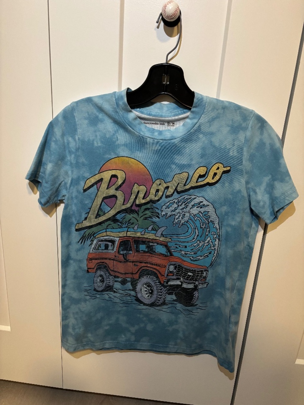 Abercrombie kids boys blue tie dye bronco short sleeve t shiry